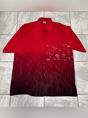 Vintage Y2K Southpole XL XXL Oversized Red Black Graffiti Hip Hop Button Up Shir